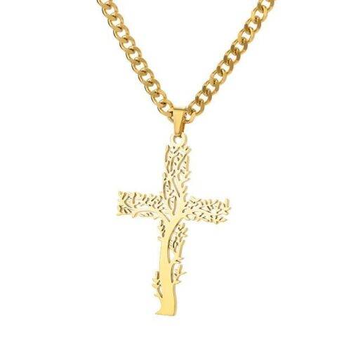 Gold-Plated Zircon Cross Pendant Necklace for Women - 2023 Trending Christmas Jewelry 1