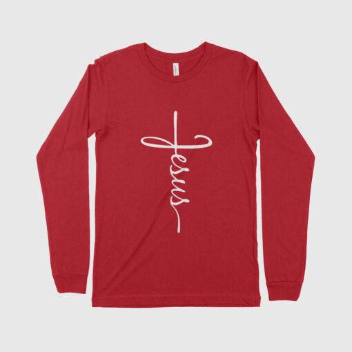 Jesus Cross Unisex Jersey Long Sleeve T-Shirt - Image 3