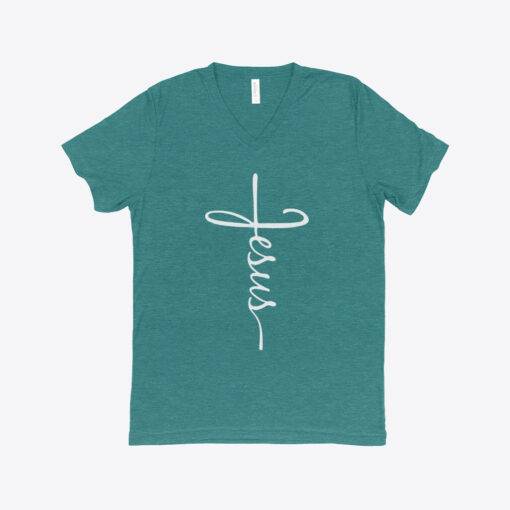 Jesus Cross Unisex Triblend V-Neck T-Shirt